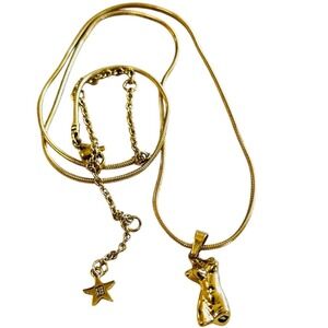 Dalmata D Women's Torso Charm Necklace Fashion Gold Gothic Punk Rope Chain 21"